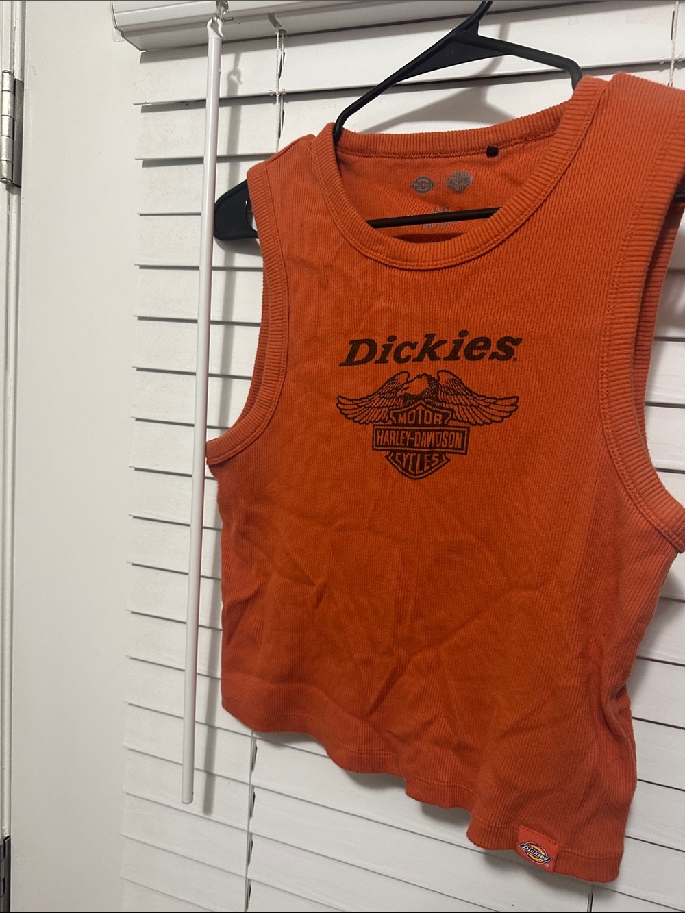 Dickies/ Harley Davidson Orange Ribbed Graphic Tank Top